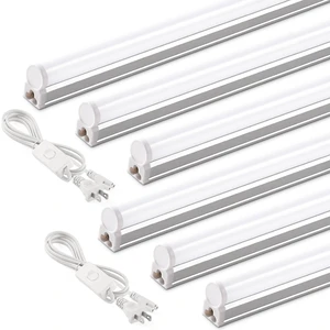 T5 4FT LED Shop Light, 2 Pcs Power Cords 6500K 2200lm 20W, 6 Pack Utility Light Fixture, Ceiling Commercial Bay Light for Workshop Garage, Corded Electric with ON/Off Switch T5 4FT LED Shop Light, 2 Pcs Power Cords 6500K 2200lm 20W, 6 Pack Utility Light Fixture, Ceiling Commercial Bay Light for Workshop Garage, Corded Electric with ON/Off Switch
