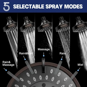 High Pressure Shower Head, 5-Mode Fixed Showerhead, NBC Recommended The Washington Post, NBC, Today Recommended, Consumer Reports Tested High Flow Fixed Shower Head (4 Inch Oil Rubbed Bronze) High Pressure Shower Head, 5-Mode Fixed Showerhead, NBC Recommended The Washington Post, NBC, Today Recommended, Consumer Reports Tested High Flow Fixed Shower Head (4 Inch Oil Rubbed Bronze)