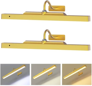 Picture Light Gold 2Pack, 5000mAh Battery Opertated Cordless Picture Lights for Wall, 16in CCT Dimmable with Touch Control for Wall Painting,Frame, Portrait, Dartboard Picture Light Gold 2Pack, 5000mAh Battery Opertated Cordless Picture Lights for Wall, 16in CCT Dimmable with Touch Control for Wall Painting,Frame, Portrait, Dartboard