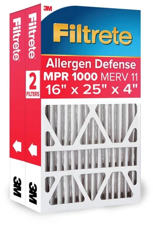 16x25x4 Air Filter, MERV 11, MPR 1000, 2 HVAC Filters Allergen Defense, 12-Month AC/Furnace Filters, Cleaner Air, Reliable Airflow, (Act. Size 15.88x24.56x4.31 in) 16x25x4 Air Filter, MERV 11, MPR 1000, 2 HVAC Filters Allergen Defense, 12-Month AC/Furnace Filters, Cleaner Air, Reliable Airflow, (Act. Size 15.88x24.56x4.31 in)