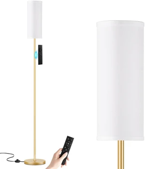 64'' Floor Lamps for Living Room with Remote Control and Stepless Dimmable Colors Temperature & Brightness, 9W Bulb Included(White Lampshade & Gold Pole) 64'' Floor Lamps for Living Room with Remote Control and Stepless Dimmable Colors Temperature & Brightness, 9W Bulb Included(White Lampshade & Gold Pole)