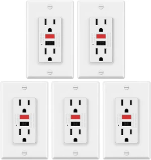 5 Pack 15A GFCI Outlets, Decor GFI Receptacles, ETL Listed Slim Design, Non-Tamper Resistant with LED Indicator, 15 Amp Ground Fault Circuit Interrupter, Wallplate Included 5 Pack 15A GFCI Outlets, Decor GFI Receptacles, ETL Listed Slim Design, Non-Tamper Resistant with LED Indicator, 15 Amp Ground Fault Circuit Interrupter, Wallplate Included