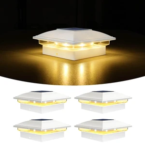 White Solar Post Cap Lights, Warm White Fence Lights 4 Pack Solar powered waterproof lamps fit 4x4/6x6 wooden & 4x4/5x5 vinyl posts for garden, patio, porch and backyard use White Solar Post Cap Lights, Warm White Fence Lights 4 Pack Solar powered waterproof lamps fit 4x4/6x6 wooden & 4x4/5x5 vinyl posts for garden, patio, porch and backyard use
