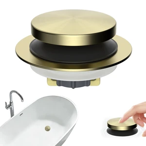 3 in 1 Metal Bathtub Drain Stopper, Universal Pop Up Tub Stopper Bathtub Drain Hair Catcher, Removable & Anti-Clogging Filter Basket, Fit 1.5''-2.4'' Drain, Brass Bullet Core, Brushed Gold 3 in 1 Metal Bathtub Drain Stopper, Universal Pop Up Tub Stopper Bathtub Drain Hair Catcher, Removable & Anti-Clogging Filter Basket, Fit 1.5''-2.4'' Drain, Brass Bullet Core, Brushed Gold