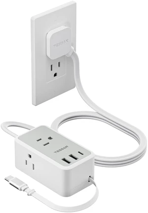 Small Flat Plug Power Strip, Ultra Thin Extension Cord 5 ft, Grey 3 AC Outlets 3 USB (1 USB C), 1 Retractable USB C Cable, Wall Outlet Extender, NO Surge Protection, for Cruise Travel Small Flat Plug Power Strip, Ultra Thin Extension Cord 5 ft, Grey 3 AC Outlets 3 USB (1 USB C), 1 Retractable USB C Cable, Wall Outlet Extender, NO Surge Protection, for Cruise Travel