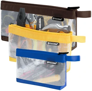 Tool Pouch, 1680D Oxford Small Tool Bag, Tool Pouches with Zipper, Clear Utility Bag Zipper Pouch for Tool Organizers and Storage (3PK Combo) Tool Pouch, 1680D Oxford Small Tool Bag, Tool Pouches with Zipper, Clear Utility Bag Zipper Pouch for Tool Organizers and Storage (3PK Combo)