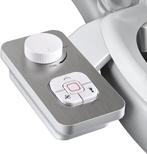 Bidet Attachment, Non-Electric Cold Water Bidet Toilet Seat Attachment with Pressure Controls, Retractable Self-Cleaning Dual Nozzles for Frontal & Rear Wash - Brushed Nickel Bidet Attachment, Non-Electric Cold Water Bidet Toilet Seat Attachment with Pressure Controls, Retractable Self-Cleaning Dual Nozzles for Frontal & Rear Wash - Brushed Nickel