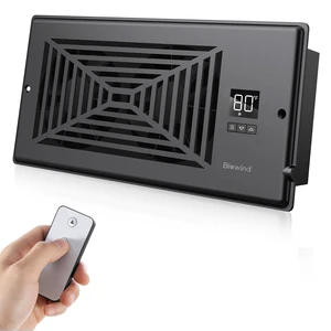 Quiet Smart Register Booster Fan Fits 4" x 10" Vent Opening, Black Smart Heating Cooling AC Vent Fan, Temp-Based Auto On/Off, 10-Speed Remote, Thermostat Control, Power-Off Memory Quiet Smart Register Booster Fan Fits 4" x 10" Vent Opening, Black Smart Heating Cooling AC Vent Fan, Temp-Based Auto On/Off, 10-Speed Remote, Thermostat Control, Power-Off Memory