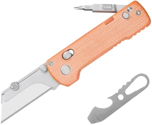 U1 Pro Multitool Folding Utility Knife with Folding Screwdriver Quick Change Blade EDC Utility Knife with Secure Rail Lock & Pocket Clip for Men & Women (Orange Micarta) U1 Pro Multitool Folding Utility Knife with Folding Screwdriver Quick Change Blade EDC Utility Knife with Secure Rail Lock & Pocket Clip for Men & Women (Orange Micarta)