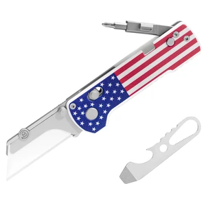 U1 Pro Multitool Folding Utility Knife with Folding Screwdriver Quick Change Blade, Secure Rail Lock & Pocket Clip for Camping, Hiking and Everyday Carry (Stars & Stripes) U1 Pro Multitool Folding Utility Knife with Folding Screwdriver Quick Change Blade, Secure Rail Lock & Pocket Clip for Camping, Hiking and Everyday Carry (Stars & Stripes)
