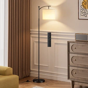 60" Floor Lamp with Remote and Stepless Dimmable Bulb, Deep Beige Shade Colors Temperature and Brightness Adjustable, Foot Switch, Remote Control, Black Pole, Modern Floor Lamp for Living Room 60" Floor Lamp with Remote and Stepless Dimmable Bulb, Deep Beige Shade Colors Temperature and Brightness Adjustable, Foot Switch, Remote Control, Black Pole, Modern Floor Lamp for Living Room