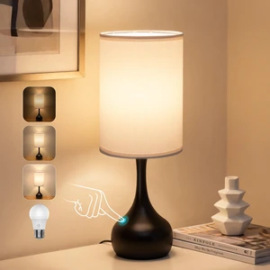 Touch Bedside Lamp for Bedroom, 3-Way Dimmable Table Lamps for Nightstand, White Fabric Shade Desk Lamp for Kids Reading, Living Room, Home Office Touch Bedside Lamp for Bedroom, 3-Way Dimmable Table Lamps for Nightstand, White Fabric Shade Desk Lamp for Kids Reading, Living Room, Home Office