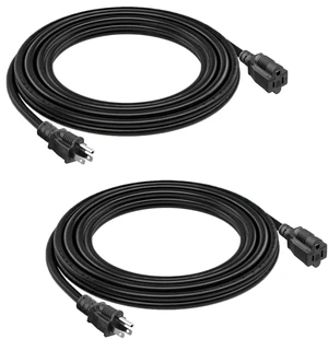 2 Pack 10FT Black Heavy Duty 3 Prong 16AWG SJTW ETL Cord Indoor Outdoor NEMA 5-15P to NEMA 5-15R, Indoor and Outdoor Use, ETL Listed 2 Pack 10FT Black Heavy Duty 3 Prong 16AWG SJTW ETL Cord Indoor Outdoor NEMA 5-15P to NEMA 5-15R, Indoor and Outdoor Use, ETL Listed