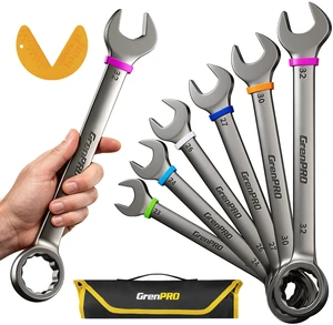 23-32MM Large Metric Wrench Set, Combination Open End Wrench Sets Long Wrench Tool set, 15-Degree Offset, 12-Point Box-End & Roll-Up Pouch With Gauge, Nickel plated CR-V, Convenient Storage 23-32MM Large Metric Wrench Set, Combination Open End Wrench Sets Long Wrench Tool set, 15-Degree Offset, 12-Point Box-End & Roll-Up Pouch With Gauge, Nickel plated CR-V, Convenient Storage