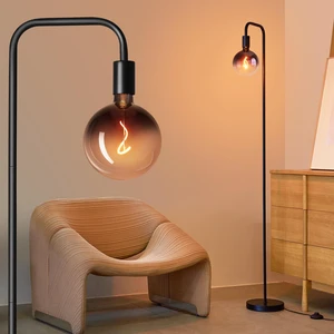 Floor Lamp for Living Room - Minimalist Industrial Standing Lamp with Modern LED Bulb, Globe Black Clear Glass 6", 1800K Warm Ambiant Lighting Decorative Tall Floor Lamp for Bedroom Office Floor Lamp for Living Room - Minimalist Industrial Standing Lamp with Modern LED Bulb, Globe Black Clear Glass 6", 1800K Warm Ambiant Lighting Decorative Tall Floor Lamp for Bedroom Office