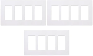 Claro Light Switch Cover Plate, 4 Gang Wallplate, Rocker Light Switch Cover, Screwless Plate For Outlets, Gloss, CW-4-WH-3, White, 3 Pack Claro Light Switch Cover Plate, 4 Gang Wallplate, Rocker Light Switch Cover, Screwless Plate For Outlets, Gloss, CW-4-WH-3, White, 3 Pack