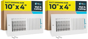 10 x 4 Inch (Duct Opening) Air Vent Cover for Wall or Ceiling, Two-Way Ventilation Register, Solid Steel HVAC Register Cover, White, 61609 (Pack of 2) 10 x 4 Inch (Duct Opening) Air Vent Cover for Wall or Ceiling, Two-Way Ventilation Register, Solid Steel HVAC Register Cover, White, 61609 (Pack of 2)