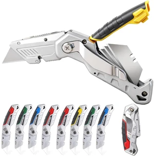 10-Pack Heavy Duty Folding Box Cutter with Blade Storage (Entirety Metal) with 30 Replacement Blades, Professional Utility Razor Knife 10-Pack Heavy Duty Folding Box Cutter with Blade Storage (Entirety Metal) with 30 Replacement Blades, Professional Utility Razor Knife