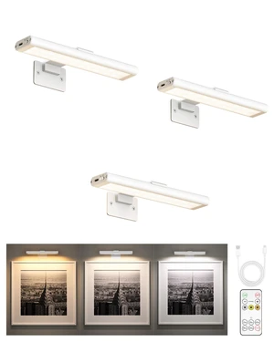 Picture Light for Wall, Rechargeable 2400mAh Lights Wireless with IR Remote, 3 Color & Dimmable Magnetic 7.8'' LED Lights Display for Painting, Living Room, Gallery, Bedroom(White-3P) Picture Light for Wall, Rechargeable 2400mAh Lights Wireless with IR Remote, 3 Color & Dimmable Magnetic 7.8'' LED Lights Display for Painting, Living Room, Gallery, Bedroom(White-3P)