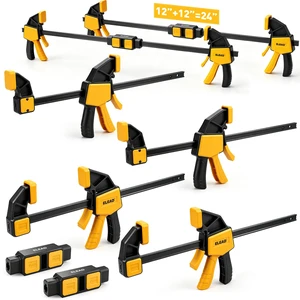 6-Pack 12 Inch Bar Clamps for Woodworking with 2-Piece Clamp Connector, 12" Quick-Release Wood Clamps with 150 LBS Load Limit, Trigger Clamp Set, One-Handed Clamps/Spreader for Woodworking 6-Pack 12 Inch Bar Clamps for Woodworking with 2-Piece Clamp Connector, 12" Quick-Release Wood Clamps with 150 LBS Load Limit, Trigger Clamp Set, One-Handed Clamps/Spreader for Woodworking