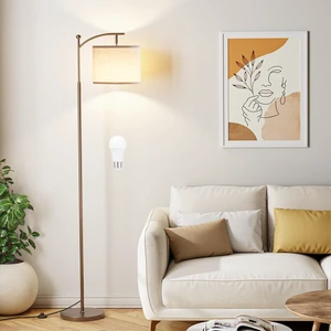 60" Floor Lamp for Living Room with 3 Color Temperatures, Adjustable Beige Shade with Brown Pole, Tall Lamp for Bedroom Office Classroom Dorm Room, 9W Bulb Included 60" Floor Lamp for Living Room with 3 Color Temperatures, Adjustable Beige Shade with Brown Pole, Tall Lamp for Bedroom Office Classroom Dorm Room, 9W Bulb Included