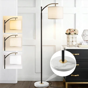Floor Lamp for Living Room with Marble Base, Modern Standing Lamp with 3 Color Temperatures Bulb & Adjustable Linen Shade, Tall Lamp for Bedroom Office Reading Nursery Floor Lamp for Living Room with Marble Base, Modern Standing Lamp with 3 Color Temperatures Bulb & Adjustable Linen Shade, Tall Lamp for Bedroom Office Reading Nursery