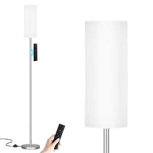 64'' Floor Lamps for Living Room with Remote Control and Stepless Dimmable Colors Temperature & Brightness, 9W Bulb Included(White Lampshade & Silver Pole) 64'' Floor Lamps for Living Room with Remote Control and Stepless Dimmable Colors Temperature & Brightness, 9W Bulb Included(White Lampshade & Silver Pole)