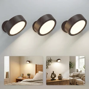 LED Wall Mounted Light, 3000mAh Rechargeable Cordless Wall Sconce, Dimmable with Remote & Touch Control, 3 Color Temps, 360° Rotatable for Bedroom, Bedside, Reading(Walnut, 3Pack) LED Wall Mounted Light, 3000mAh Rechargeable Cordless Wall Sconce, Dimmable with Remote & Touch Control, 3 Color Temps, 360° Rotatable for Bedroom, Bedside, Reading(Walnut, 3Pack)