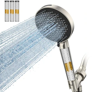 High Pressure Filtered Handheld Shower Head 9 Spray4 filters Removes Chlorine and Hard Water Impurities, Power Wash Mode, Anti-Clog Soft Silicone Nozzles,Adjustable Bracket High Pressure Filtered Handheld Shower Head 9 Spray4 filters Removes Chlorine and Hard Water Impurities, Power Wash Mode, Anti-Clog Soft Silicone Nozzles,Adjustable Bracket