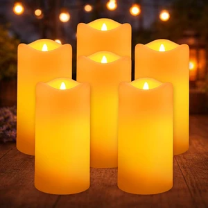 Solar Candles Outdoor Waterproof 6 Pack, 3''x6'' Halloween Candle IP65 Waterproof, Solar Powered Flameless Candles for Lanterns, Auto On/Off Flickering Glow Dusk to Dawn, Decor for Garden Solar Candles Outdoor Waterproof 6 Pack, 3''x6'' Halloween Candle IP65 Waterproof, Solar Powered Flameless Candles for Lanterns, Auto On/Off Flickering Glow Dusk to Dawn, Decor for Garden