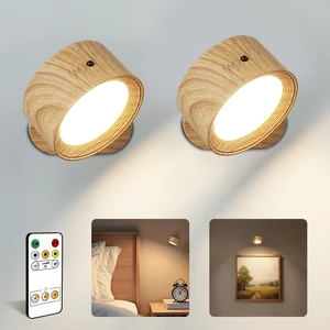 Rechargeable Wall Sconces with Remote, Magnetic Wall Lights, Wood 2 Pack 3 Color Temperatures, Remote and Touch Control, 360° Rotating and Dimmable for Living Room & Bedroom Rechargeable Wall Sconces with Remote, Magnetic Wall Lights, Wood 2 Pack 3 Color Temperatures, Remote and Touch Control, 360° Rotating and Dimmable for Living Room & Bedroom