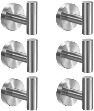 Towel Hooks for Bathroom,6 Packs Wall Mount Towel Holder,Black Matte Wall Robe Hook,Stainless Steel Heavy Duty Door Hanger Towel Hook for Kitchen, Bedroom,Hotel,Pool,Coats - Silver Towel Hooks for Bathroom,6 Packs Wall Mount Towel Holder,Black Matte Wall Robe Hook,Stainless Steel Heavy Duty Door Hanger Towel Hook for Kitchen, Bedroom,Hotel,Pool,Coats - Silver