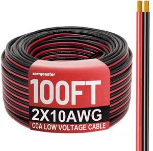 10 Gauge Wire 100FT, 10AWG Automotive Wire Electrical Wire 2 Conductors Red Black Cable, Low Voltage Copper Clad Aluminum Extension Cord for Speaker Wire, LED, Automotive 12V/24V DC 10 Gauge Wire 100FT, 10AWG Automotive Wire Electrical Wire 2 Conductors Red Black Cable, Low Voltage Copper Clad Aluminum Extension Cord for Speaker Wire, LED, Automotive 12V/24V DC