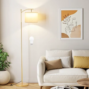 60" Floor Lamp with 3 Color Temperatures, Adjustable Beige Shade, Gold Pole - Tall Lamp for Living Room, Bedroom, Office, Classroom, Dorm - 9W Bulb Included 60" Floor Lamp with 3 Color Temperatures, Adjustable Beige Shade, Gold Pole - Tall Lamp for Living Room, Bedroom, Office, Classroom, Dorm - 9W Bulb Included