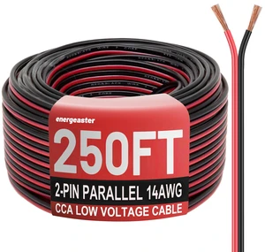14 Gauge Wire 250FT, 14AWG Automotive Wire Electrical Wire 2 Conductors Red Black Cable, Low Voltage Copper Clad Aluminum Extension Cord for Speaker Wire, LED, Automotive 12V/24V DC 14 Gauge Wire 250FT, 14AWG Automotive Wire Electrical Wire 2 Conductors Red Black Cable, Low Voltage Copper Clad Aluminum Extension Cord for Speaker Wire, LED, Automotive 12V/24V DC