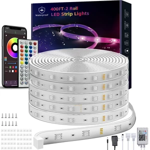 Outdoor Led Strip Lights Waterproof, Led Rope Lights 400ft Ip65 Outside Led Light Strip Waterproof with Remote and App Control, Exterior Music Syne RGB Strip Lights (2*200ft) Outdoor Led Strip Lights Waterproof, Led Rope Lights 400ft Ip65 Outside Led Light Strip Waterproof with Remote and App Control, Exterior Music Syne RGB Strip Lights (2*200ft)