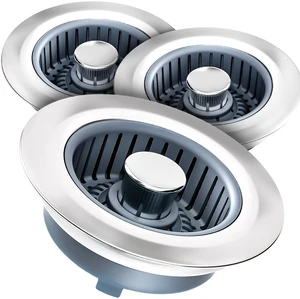 Kitchen Sink Drain Strainer & Sink Stopper, Upgraded 3 in 1 Stainless Steel Drain Plug Combo with Anti-Clog Basket, Pop Up Drain Cover for Standard 3-1/2'', Fits Double Bowl Kitchen Sinks Kitchen Sink Drain Strainer & Sink Stopper, Upgraded 3 in 1 Stainless Steel Drain Plug Combo with Anti-Clog Basket, Pop Up Drain Cover for Standard 3-1/2'', Fits Double Bowl Kitchen Sinks