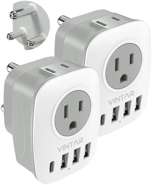 South Africa Plug Adapter, 2 Pack Type M Plug Adapter with USB C 6 in 1 with 2 Outlets 4 USB, Fast Charge, Travel Converter for US to Botswana Namibia Nepal South Africa Plug Adapter, 2 Pack Type M Plug Adapter with USB C 6 in 1 with 2 Outlets 4 USB, Fast Charge, Travel Converter for US to Botswana Namibia Nepal