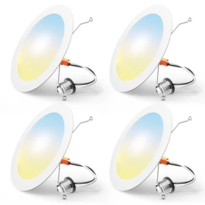 4 Pack Retrofit LED Recessed Lighting 6 Inch, 5CCT, White 2700K/3000K/4000K/5000K/6000K Selectable, Dimmable Flat Can Lights, 1000LM Brightness, 10W=110W, IC & Damp Rated, ETL & FCC 4 Pack Retrofit LED Recessed Lighting 6 Inch, 5CCT, White 2700K/3000K/4000K/5000K/6000K Selectable, Dimmable Flat Can Lights, 1000LM Brightness, 10W=110W, IC & Damp Rated, ETL & FCC