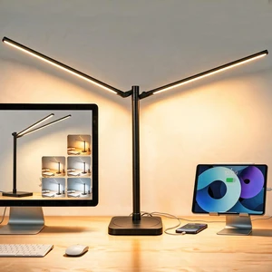 Desk Lamp for Home Office Dual Head 24W Swing Arm Task Lamp Black LED Desk Light with Stepless Dimming & 5 Color Modes, USB-C Charging Port for Reading Study Computer Work College Dorm Room Desk Lamp for Home Office Dual Head 24W Swing Arm Task Lamp Black LED Desk Light with Stepless Dimming & 5 Color Modes, USB-C Charging Port for Reading Study Computer Work College Dorm Room