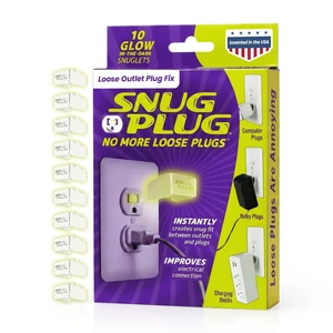 Loose Outlet Plug Fix | Outlet Tightener | 10-Pack Glow Dark Loose plug outlet insert gives power cords a fit, plus a glow-in-the-dark design that's easy to spot in low light Loose Outlet Plug Fix | Outlet Tightener | 10-Pack Glow Dark Loose plug outlet insert gives power cords a fit, plus a glow-in-the-dark design that's easy to spot in low light