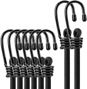 8-Piece 24 & 48 Inch Bungee Cords with Hooks, Heavy Duty Outdoor Elastic Bungee Straps, Industrial Grade Bungee Cord for Securing Tarps, Luggage, Tents, Bikes or Garden Tidying 8-Piece 24 & 48 Inch Bungee Cords with Hooks, Heavy Duty Outdoor Elastic Bungee Straps, Industrial Grade Bungee Cord for Securing Tarps, Luggage, Tents, Bikes or Garden Tidying