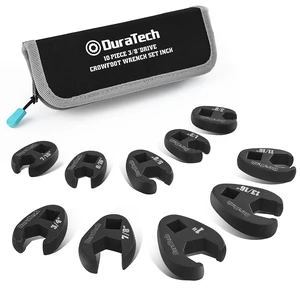 10-Piece 3/8 Inch Drive Crowfoot Wrench Set, SAE, CR-V Steel, with Zipper Bag 10-Piece 3/8 Inch Drive Crowfoot Wrench Set, SAE, CR-V Steel, with Zipper Bag