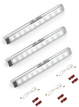 3 Pack Automatic Motion Sensor Closet Lights with Eye-Protection Design, LED Under Cabinet Wireless Lighting, Rechargeable Closet Lightings for Wardrobe Pantry Light 3 Pack Automatic Motion Sensor Closet Lights with Eye-Protection Design, LED Under Cabinet Wireless Lighting, Rechargeable Closet Lightings for Wardrobe Pantry Light
