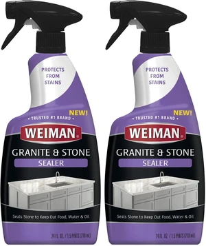 Granite & Stone Sealer Spray - Protects Kitchen Countertops, Sinks, Showers, Vanities & Floors From Stains - For Granite, Quartz, Marble, Tile, Limestone, Slate - Water Based, 24 oz (Pack of 2) Granite & Stone Sealer Spray - Protects Kitchen Countertops, Sinks, Showers, Vanities & Floors From Stains - For Granite, Quartz, Marble, Tile, Limestone, Slate - Water Based, 24 oz (Pack of 2)