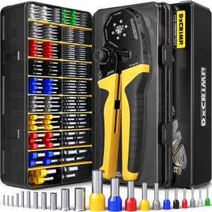Hex Ferrule Crimping Tool Kit AWG 24-4 Wire Ferrules 22 Sizes Self-adjusting wire crimper with insulated and uninsulated wire terminals for electrical panels solar marine car audio and RV Hex Ferrule Crimping Tool Kit AWG 24-4 Wire Ferrules 22 Sizes Self-adjusting wire crimper with insulated and uninsulated wire terminals for electrical panels solar marine car audio and RV