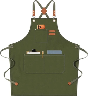 Chef Aprons for Men Women with Oversized Pockets, 16-Ounce Cotton Canvas Cross Back Heavy Duty Work Apron (Army Green) Chef Aprons for Men Women with Oversized Pockets, 16-Ounce Cotton Canvas Cross Back Heavy Duty Work Apron (Army Green)