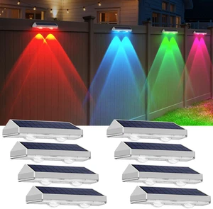 8 Pack Solar Fence Lights Outdoor - Warm White & RGB 6 Color, Dusk to Dawn Deck Light, Solar Powered Light Outdoor IP65 Waterproof, Solar Garden Lights for Outside/Backyard/Railing/Step/Patio/Wall 8 Pack Solar Fence Lights Outdoor - Warm White & RGB 6 Color, Dusk to Dawn Deck Light, Solar Powered Light Outdoor IP65 Waterproof, Solar Garden Lights for Outside/Backyard/Railing/Step/Patio/Wall