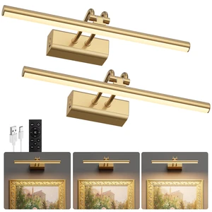 Battery Operated Wall Light, Set of 2, Gold, RF Remote Control 13.8'' 4000mAh Cordless,Gold Wall Light, Magnetic for Easy to Charge,Timers, Display for Gallery Living Room Bedroom Battery Operated Wall Light, Set of 2, Gold, RF Remote Control 13.8'' 4000mAh Cordless,Gold Wall Light, Magnetic for Easy to Charge,Timers, Display for Gallery Living Room Bedroom
