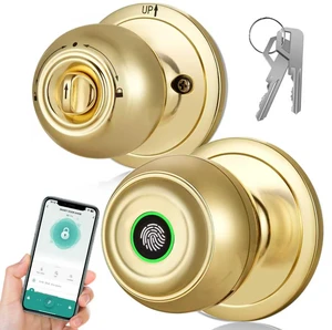 Smart Door Lock, Smart Door Knob with Locks for Bedrooms, Auto Lock Biometric Door knob with App Smart Door Lock, Smart Door Knob with Locks for Bedrooms, Auto Lock Biometric Door knob with App